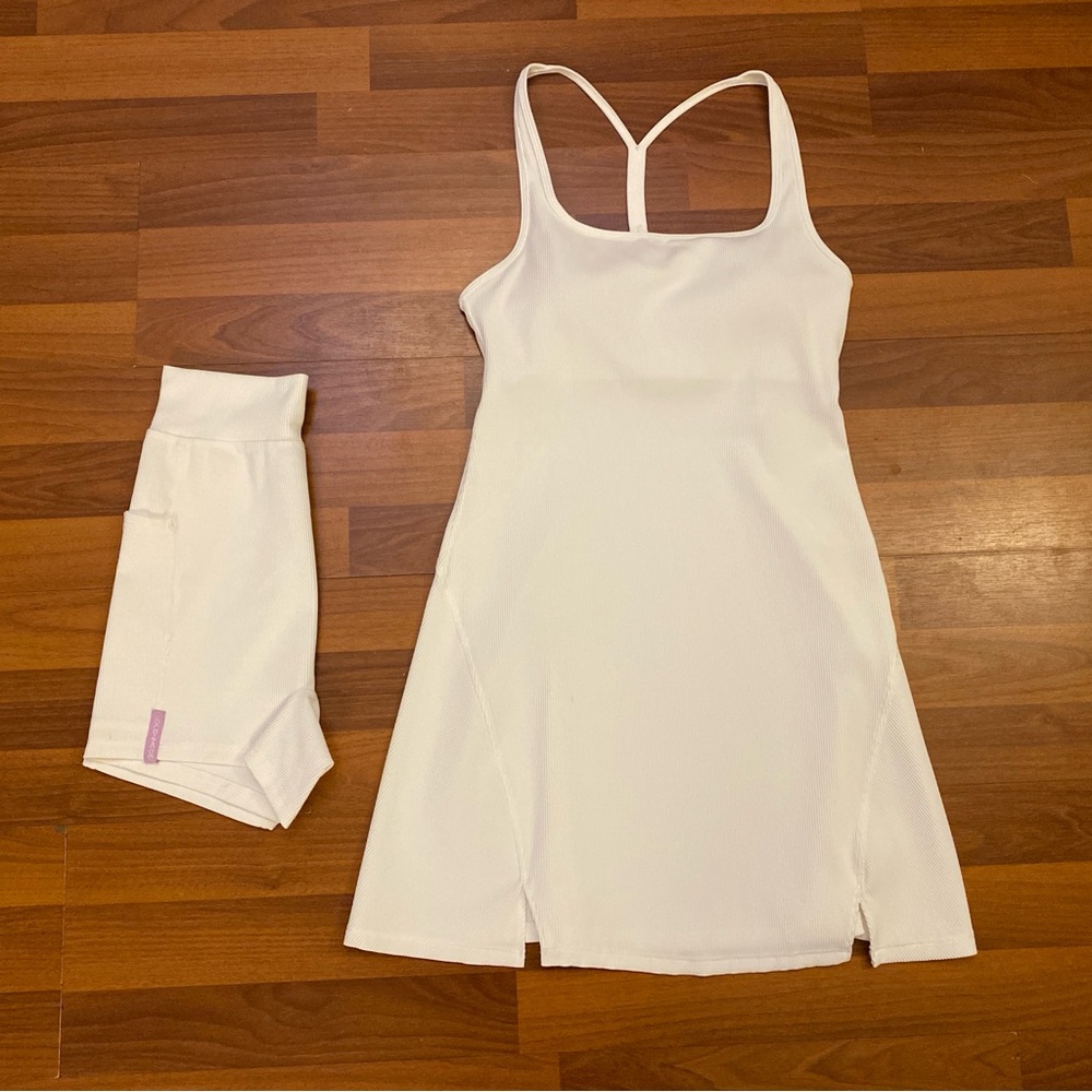 Glowmode Square Up Ribbed Solid Activewear Mini Dress